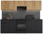 Komplet mebli kuchennych z blatem dąb artisan + czarny B2-D26