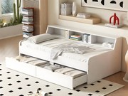 Łóżko kanapowe - Kanapa z funkcją spania 90x200cm z 2 szufladami - Biała