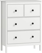 HOMCOM Komoda z 4 szufladami do przechowywania odzieży i pościeli, do salonu, sypialni, korytarza, płyta wiórowa, Biała