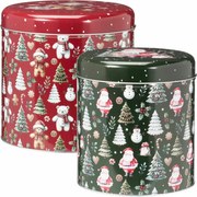 Zestaw 2 blaszanych puszek świątecznych Teddies