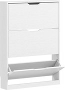 HOMCOM Szafka na buty z 3 składanymi szufladami, na do 12 par butów, Płyta wiórowa, 80 x 17 x 108 cm, Biały