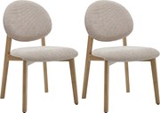 Zestaw 2 krzeseł z tkaniny teksturowanej i jasnego naturalnego drewna kauczukowca  - Beżowe - MARLENI