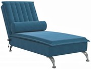 Niebieski aksamitny szezlong z poduszką masującą F8-S51