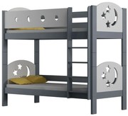 Szare łóżko piętrowe do pokoju dziecięcego K1-T00