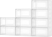 Pojemniki na Buty SucceBuy, Zestaw 9 Sztuk, do Przechowywania Butów do Rozmiaru 13 (Rozmiar Amerykański), do Przechowywania Butów, Białe Przezroczyste