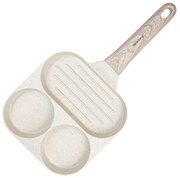 Kremowa 3 komorowa patelnia do smażenia jajek C6-C65
