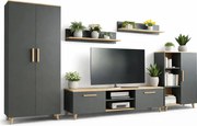 Komplet mebli do salonu z szafą antracyt + dąb artisan L2-G16