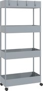 Wózek kuchenny HOMCOM z 4 półkami, 4 elastycznymi hakami, na kółkach, 40 x 19 x 90 cm, wózek do wnęki, szary