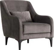 Elegancki fotel, antracyt, 60 x 72 x 81 cm | Stelaż z drewna bukowego i płyty wiórowej, 100% poliester, miękka poduszka z pianki | Elegancki i wygodny