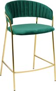 Zielony tapicerowany hoker welurowy glamour z oparciem B8-W18