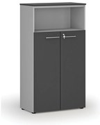 Szafa biurowa kombinowana PRIMO GRAY, drzwi na 3 poziomach, 800 x 420 x 1434 mm, szary/grafit