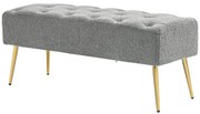 HOMCOM Ławka Tapicerowana, miękki pokrycie w stylu wełny owczej, do 120 kg, pozłacane nogi stalowe, 112x41x46cm, Szary