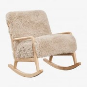 Tapicerowany Fotel Bujany Maylene Włosy Syntetyczne Kremowo-beżowe - Sklum