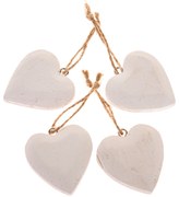 Drewniane zawieszki w kształcie serca, zestaw 4sztuki, białe