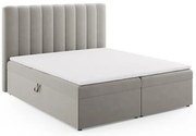 Szare łóżko boxspring ze schowkiem 180x200 cm Gina – Milo Casa