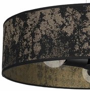 Lampa Wisząca, czarna, okrągła, tkanina SATINO GOLD 3xE27