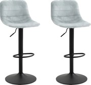Zestaw 2 krzeseł barowych z regulacją wysokości - materiał i metal - jasnoszary - TITUS