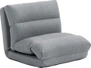 HOMCOM Fotel Podłogowy 3 w 1 Komfortowy 70x72 cm Składany z 6-stopniowym Oparciem Medytacyjny Wyglądem Lnu Wyściełany do Salonu Sypialni Szary | Aosom PL