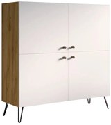 Industrialna komoda z metalowymi nogami dąb craft + biały C4-F50