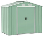 Outsunny szopa ogrodowa z 2 drzwiami przesuwnymi oknami wentylacyjnymi rama podłogowa z ocynkowanej stali jasnozielony 213x130x185 cm | Aosom PL