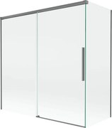 Mexen Rox parawan nawannowy 2-skrzydłowy rozsuwany 160 + 75 x 150 cm, transparent, gun metal - 8C9-160-075-95-00