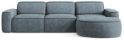 Szaroniebieski narożnik z tkaniny szenilowej (prawostronny/z szezlongiem) Omao – Makamii