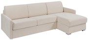 Kanapa narożna dwustronna rozkładana typu express z beżową tapicerką - Miejsce do spania 160 cm - Materac 18 cm - CALIFE
