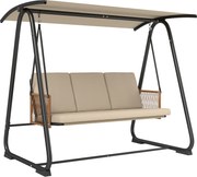 Outsunny Huśtawka ogrodowa, 3-osobowa z regulowanym daszkiem, zdejmowane oddychające poduszki | Aosom PL