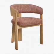 Krzesło Jadalniane Z Drewna Dębowego I Tapicerowane Olea Roble & Boucle Dachówka Red Roof - Sklum