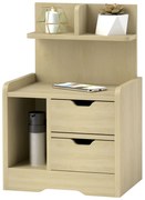 HOMCOM Stolik Nocny z 2 Szufladami, Otwarta Półka, 40x30x60 cm, Dekor Drewna
