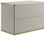 Szafka pod umywalkę wisząca ryflowana ze złotą listwą - Beżowy - szer. 80 cm - KELIZA