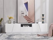 Skandynawski mebel TV 170 cm z MDF - 2 drzwi + 1 szuflada + 1 przegroda - styl nowoczesny - Biały