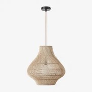 Lampa Sufitowa Wisząca Na Zewnątrz Z Rattanu Magali Miel - Czarna & Ø50 Cm - ↑50 Cm Magali - Sklum