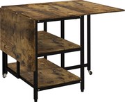 HOMCOM Stół składany do jadalni z kółkami i regulacją nóżek styl industrialny 140x80x75 cm brązowy czarny | Aosom PL