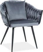 Krzesło tapicerowane NUVO VELVET szare SIGNAL