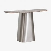 Konsola Do Przedpokoju 120x40 Cm Z Kamienia Naturalnego I Stali Nierdzewnej Moreila Brązowy Marmur Emperador - Sklum