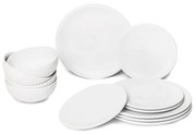 12-częściowy zestaw białych talerzy z porcelany Bonami Essentials Purita