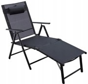 Czarny składany leżak ogrodowy W8-L32