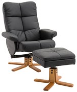 HOMCOM Fotel relaksacyjny TV z funkcją obrotu 360° i podnóżkiem Rozkładany Czarny Drewniana rama 80x86x99cm | Aosom PL