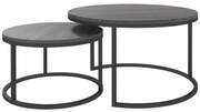 HOMCOM Zestaw 2 Stolików Kawowych, Stolik pomocniczy z Metalową Ramą, Sofastolik, Składany, Stolik Kawowy, Salon, Sypialnia, Czarny