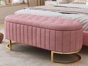 Puf do przechowywania tapicerowany welurem - styl nowoczesny - Różowy