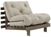 Szarobeżowy rozkładany lniany fotel Roots Carob – Karup Design