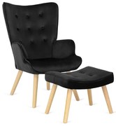 Czarny fotel z podnóżkiem do salonu K7-A86