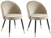Zestaw 2 krzeseł z weluru i metalu - Beżowy - MAYLINA