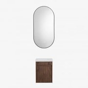 Zestaw Wiszących Mebli Łazienkowych Zintegrowany Z Umywalką Narek Ciemna Czerń & Owalna Osłona Led I Przeciwmgielna Czarny - Sklum