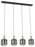 Lampa wisząca czarna ze złotem i dymionym szkłem w komplecie z 4 żarówkami PUCC - ZuzannaDesignerski Oswietlenie wewnetrzne