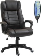 Vinsetto Krzesło biurowe z funkcją masażu, regulowany fotel dyrektorski, ergonomiczny fotel obrotowy, 6 punktów wibracyjnych, Brązowe