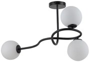 Sufitowa lampa - Vena 3 czarna, białe klosze 33669