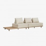 Sofa Ogrodowa Portet 2-częściowa Modułowa Z Leżanką I Stolikiem Bocznym Z Drewna Akacjowego Gardenia Biel - Sklum