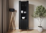 Witryna Malmi 60 cm - czarny mat / złote nóżki